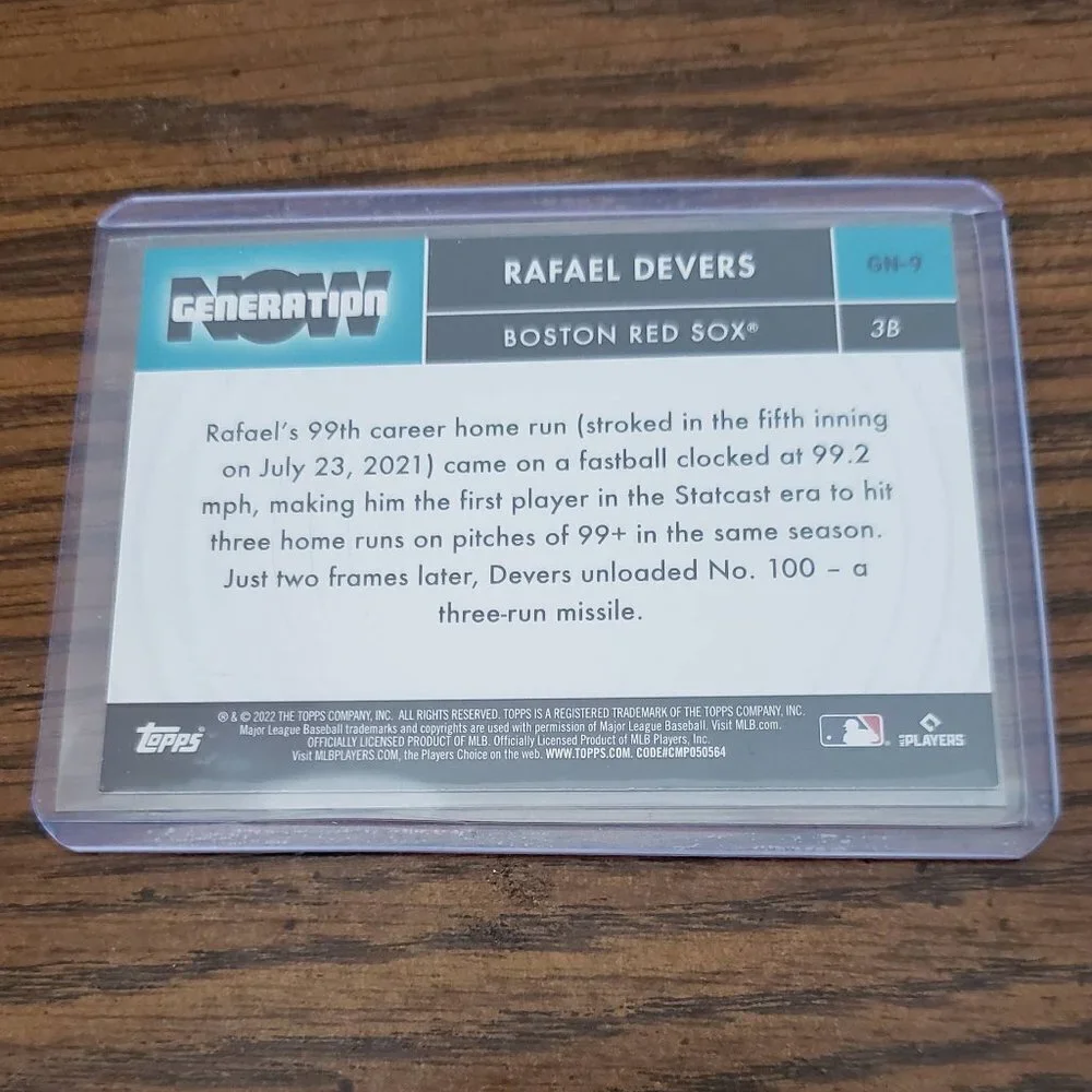 2022 Topps Series 1 Rafael Devers Generation Now Insert Red Sox GN-9